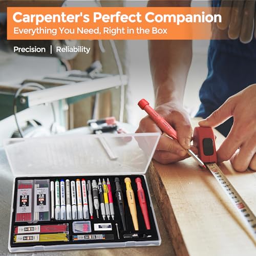 Nicpro 36PCS CP3000 Mechanical Carpenter Pencil Set with Sharpener & Sheath - size: 30 Pack