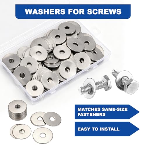 ZQZ 1/4 x 1 Stainless Steel Flat Washers, 116PCS Fender Washer 1" OD - size: S-1/4" x 1"-116 Pieces