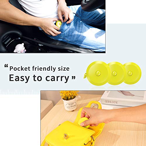 DiCUNO 3-Pack Soft Retractable Measuring Tape, 60-Inch 1.5 Meter, Yellow - color: Yellow*3pcs