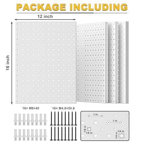 Ultrawall Metal Pegboard Panels, Pegboard Wall Organizer, Gray Peg Boards - color: Gray, size: 16x12"- 4 Pcs