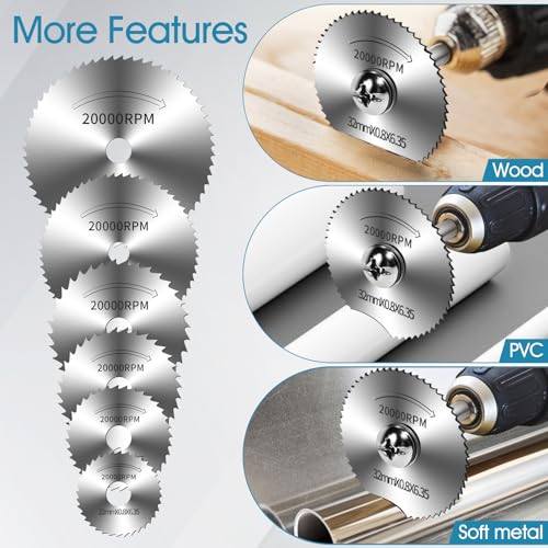 9Pcs 1/4" Hex Shank Rotary Saw Blades Cutting Wheel Set - color: silver