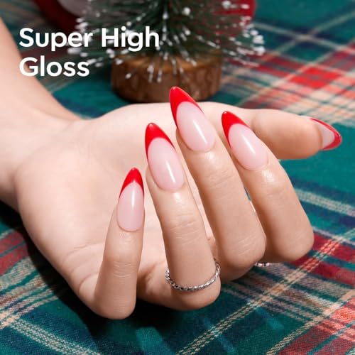 modelones French Tip Gel Nail Polish, 2Pcs 15ML Red Jelly Nude - color: A1-Rosy Affair