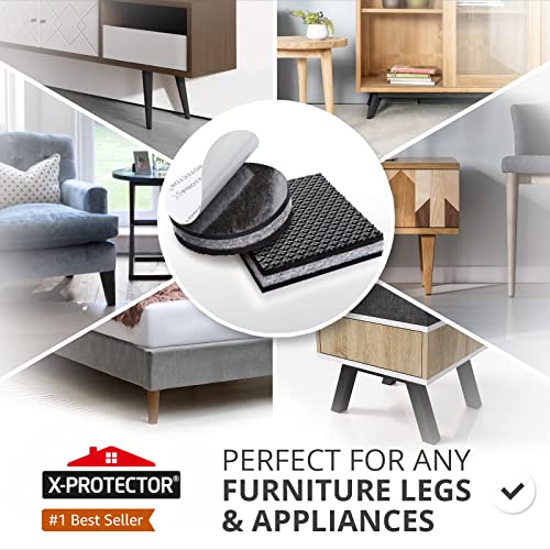 Non Slip Furniture Pads X-PROTECTOR - 16 pc 2" - Premium Furniture Grippers - size: 16 Round & Square 2"