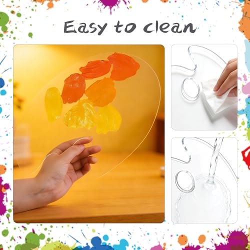 2Pcs Acrylic Clear Paint Palette with Thumb Hole,11.8 x 7.9+9.8 x 5.9In - color: Clear-2pcs-11.8*7.9+9.8*5.9inch