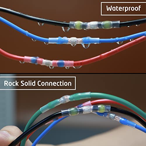 110 Pcs Heat Shrink Wire Connectors, Solder Seal Butt Connectors Kit Waterproof Marine Electrical Splice Terminals (Pack of 2) - size: 110 PCS (Pack of 2)