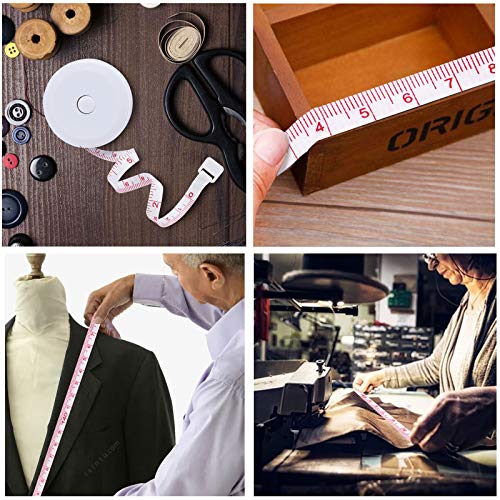12 Pack Soft Retractable Measuring Tape - Tape Measure for Body Measuring Metric Tape Measure Double Scale for Body Fabric Sewing Tailor Cloth Knitting Home Craft Measurements - color: 12 Pack White