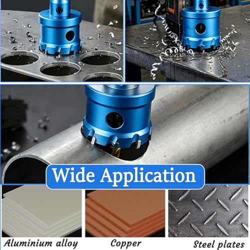 TCT Carbide Hole Saw Kit for Hard Metal 5/8"~2" Carbide Hole Saw with Titanium-Plated Pilot Drill Bit for Metal Such as Iron Stainless Steel Aluminum Alloy Plastic Copper Plasterboard 12PCS