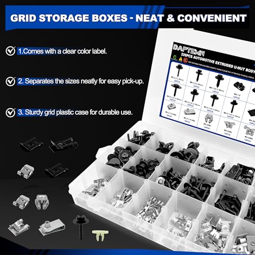 320PCS Car U Nuts and Bolts Body Fender Bolts Extruded Clip-on Nuts