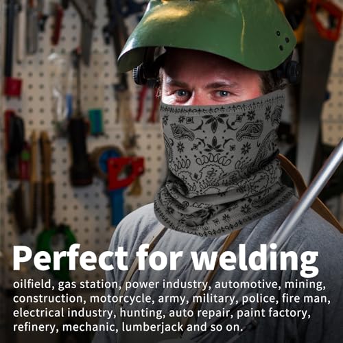 Flame Resistant Face Mask for Men FR Neck Gaiter Headwear Covering CAT HRC 2 ARC Flash Protector Welding Accessories - color: Skull 1pc & Black 1pc