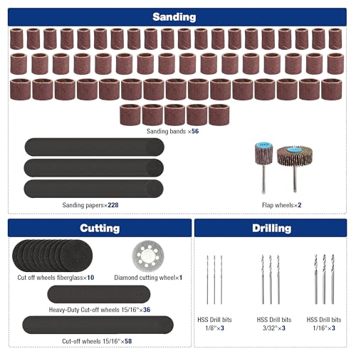 WORKPRO 476PCS Rotary Tool Accessories Kit, 1/8" Shank Rotary Tool Bits - style: 476-Piece Rotary Tool Attachments