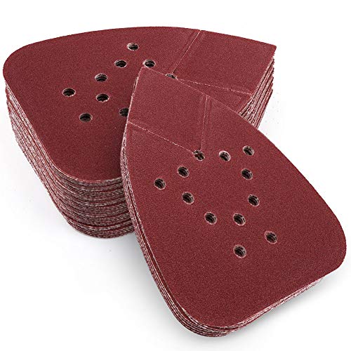 50PCS 180 Grit Sanding Pads for Black and Decker Mouse Sanders, Hook and Loop Sandpaper Sheets - 12 Holes Detail Palm Sander Sand Paper - size: 180 Grit