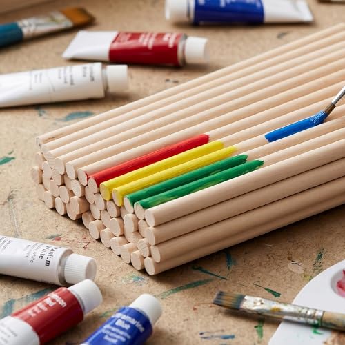 80 Pcs Wooden Dowel Rods, 11.8 x 1/2 Inch, Unfinished Round Wood Sticks for Crafts, Arts, DIY Projects