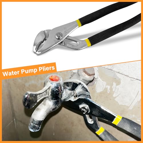 4-Piece Large Pilers and Wrench Set,10 Inch Groove Joint Pliers and Adjustable Wrench with 8 Inch Long Nose and Lineman's Pliers for Home Use and DIY Project - style: 4 Pack 8" & 10"