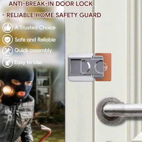 Home Security Door Lock, 2 Pack Door Reinforcement Lock, Child Proof Silver - color: Silver