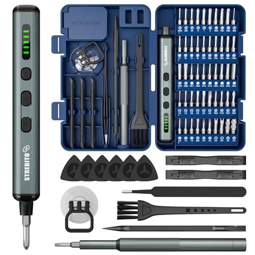 STREBITO 67 in 1 Electric Screwdriver Set, Electric Screwdriver Cordless - color: Standard Blue