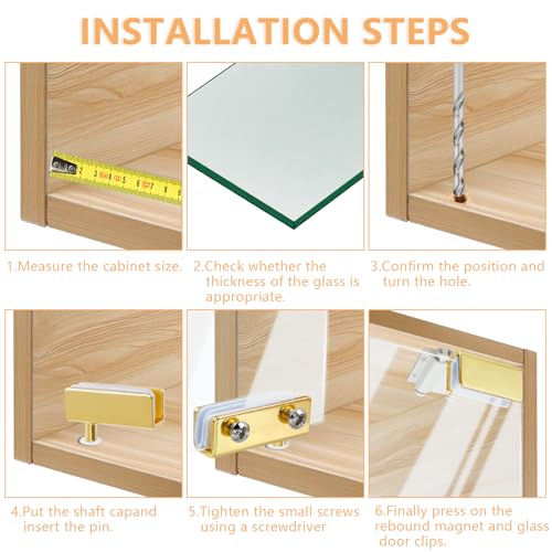 Glass Door Pivot Hinge Glass Door Magnetic Catch with Clamp Set - color: Gold