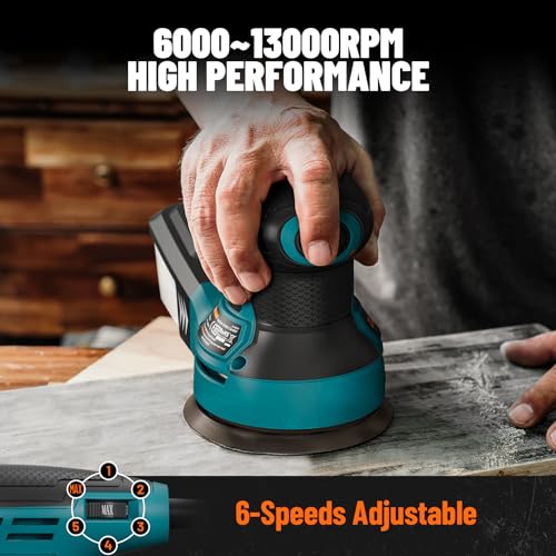 DOVAMAN Orbital Sander, Up to 13000 rpm, 3A Random Orbit Sander, - color: A-blue