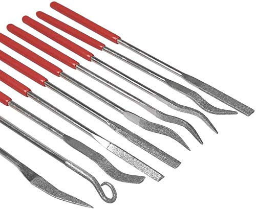 10Pcs Mini Diamond Needle File Set Jewelers Hand Files Tool Kit for Metal Ceramic Stone Jewelry Rough Carving Glass Filing, 140mm/5.1" Length - size: 3*140mm(A)