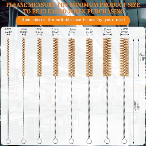 16pcs Brass Wire Brush Tube Cleaning Brush 12" Round Brushes Kit - size: 16