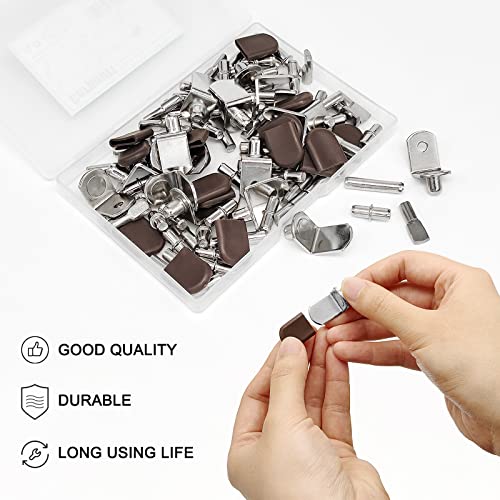 102Pcs Shelf Pins Pegs Kit,6 Styles Nickel Plated Shelf Support Pegs,Bookshelf Pegs for Shelves,L-Shaped Clips with Rubber Sleeve,Shelf Pins Holders for Furniture Glass Corner & Closet(5mm & 1/4inch) - style: 6 Style-Silver-102 Pcs