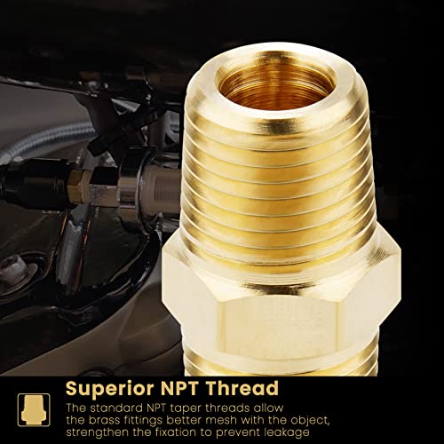 KOOTANS 1/8 NPT x 1/8 NPT Male Solid Brass Hex Nipples, 4PCS - size: 1/8 NPT x 1/8 NPT (O.D x O.D: 3/8'' x 3/8'')