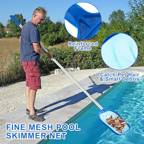 Potchen 3 Pcs Pool Cleaning Kit with Hand Skimmer Net, 17.5" Brush - style: 17.5" Brush