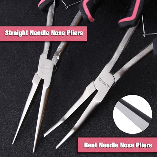 2PCS 7-Inch Long Reach Needle Nose Pliers Smooth Jaws Long Nose Pliers and Bent Nose Pliers Extra Long Needle Nose Pliers Jewelry Pliers for Jewelry Making, Wire Wrapping and Object Gripping - style: Straight & Bent Needle Nose Plier Smooth Jaws