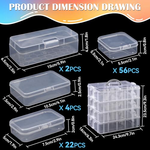 VTG Bead Organizer Box, 84 Pcs Small Plastic Containers with Lids, 4-Tier Stackable Storage Box, Clear Organizers for Jewelry Toys Craft Storage - style: 4 Tier coffret