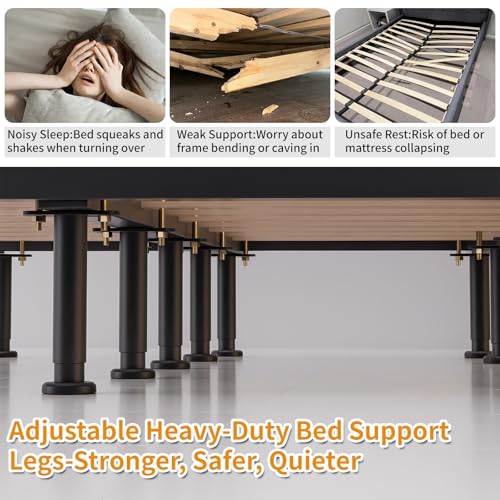 VinBee Bed Support Legs,Adjustable Bed Legs 7.08–13 inch,Adjustable Furniture Legs Heavy Duty Bed Frame Support Leg Replacement for Furniture & Platform Slat Supports 4 Pack