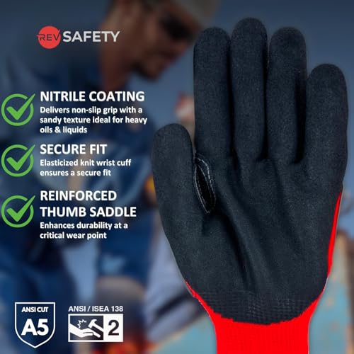 A5 Cut & Impact Resistant Work Gloves Cut Resistant Safety Gloves for Mechanics, Construction & Garden Use - size: X-Large