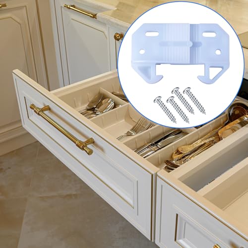 AceOrbit 10 Pack Drawer Guides White Plastic Adjustable 1-1/2" Brackets