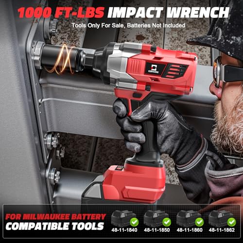 Cerycose Cordless Impact Wrench 1/2 inch Compatible with Milwaukee 18v Battery Brushless High Torque Impact Driver Gun with 1000 Ft-lbs Torque, LED Work Light, Ergonomic Design Heavy-Duty - size: 1/2inch, style: Fit with Milwaukee(1000FT-lbs)