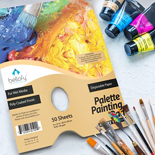 Bellofy 2X Disposable Palette Paper 9x12 Inches | Mess-Free Paper Artist Palette for Acrylic, Oil Paint | Perfect Painting for Artists, Kids & Beginners | Easy-to-Use Tear-Off Sheets for Mixing Colors