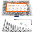 1310PCS M3 x 4/5/6/8/10/12/14/16/18/20/25/30mm Hex Socket Head Cap Screws Bolts and Nuts Flat Washers Assortment Kit, 304 Stainless Steel, Metric Machine Fully Thread, Allen Hex Drive - size: M3 Socket Head (1310PCS)