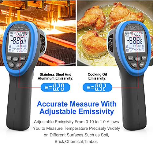 Infrared Thermometer Gun - BTMETER BT-985C Non Contact 16:1 IR Laser Temperature Gun Digital Instant Read -50℃~800℃(-58℉~1472℉) for Food Cooking Kitchen Grilling HVAC (NOT for Human Temp) - color: BT-985C(-58 ℉ to 1472℉)