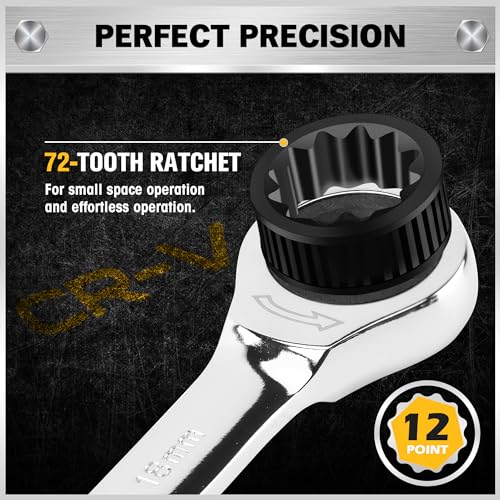 ELEAD 33-Piece Combination Ratchet Wrench Set | SAE & Metric Sizes (1/4" to 3/4" & 6-18mm) | 72-Tooth Gear Design | CR-V Steel | Organizer Carry Case | Ideal for Mechanics & DIY - style: 33-Piece Upgraded Version