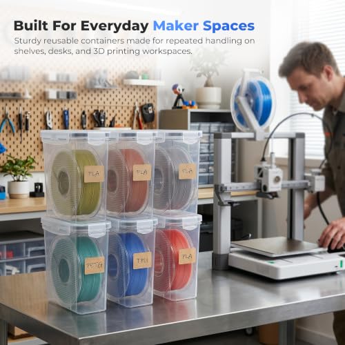 YOOPAI Filament Storage Box - 6 Pack Filament Container for 3D Printing Sealing and Protection - Portable Storage Box with Desiccants&Label for Home&Office,Water-Proof and Dust-Proof 4.0L(9.03*8*3)