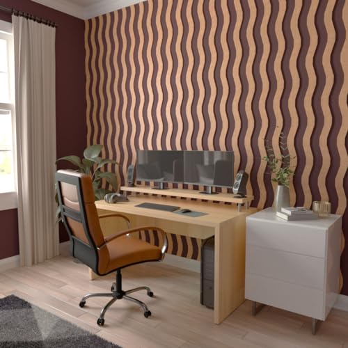 Brazos Designer Series Adjustable Wood Decorative Slat Wall Panel Kit, 94" H x 3/8" T (Contains 22 Slats), Cherry - color: Cherry