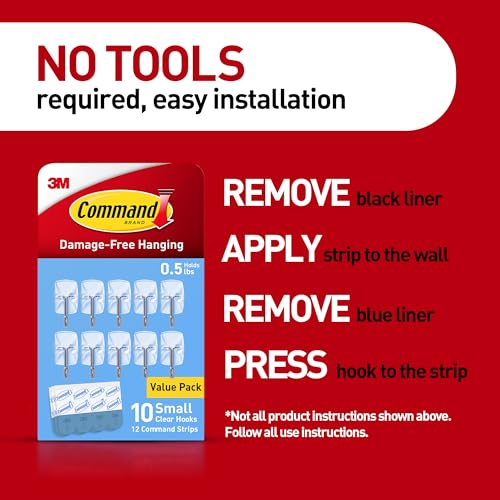 Command Small Clear Wire Toggle Hooks, 20 Wall Hook and 24 Strips, Damage-Free Hanging with Adhesive, Great for Hanging, Organization and Storage, Holds up to 0.5 lb - size: 2 Pack