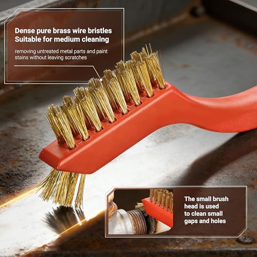 12 Pieces Brass Brush Set, Brass bristles - color: Brass