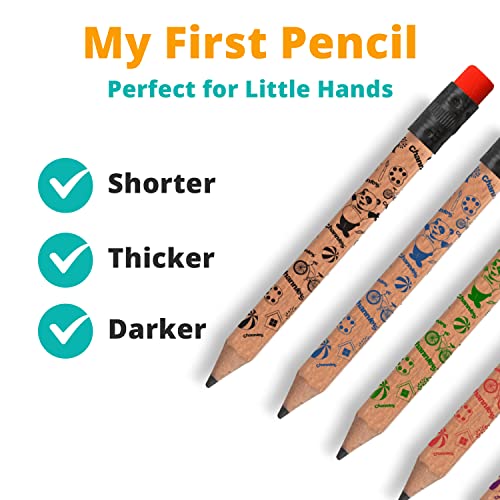 Channie's My First Pencil, Easy-to-Hold Write Size Graphite Jumbo Barrel Presharpened Wooden 2B Small Pencils for 3-7 Year Olds, Brown Color, 2 Pack (5 Pencils Each) - style: Wood Panda, Ages 3-7 (5 Pencils Each) 2-Pack