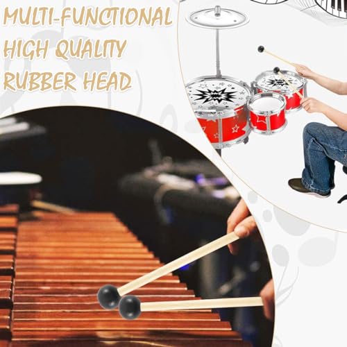 6 Pcs Xylophone Mallets Drum Mallets, with Rubber Head and Handle Percussion Mallets Set Tongue Drum Bell for Tongue Drum or Keyboard Music Graduation Present (3 Pair)