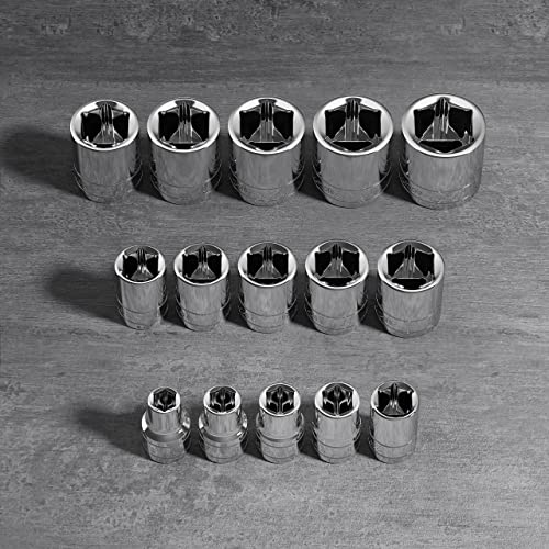 Olsa Tools 1/2-Inch Drive SAE Deep Socket Set - 18pc - color: Sae Shallow, size: 15pc, 1/2-Inch Drive