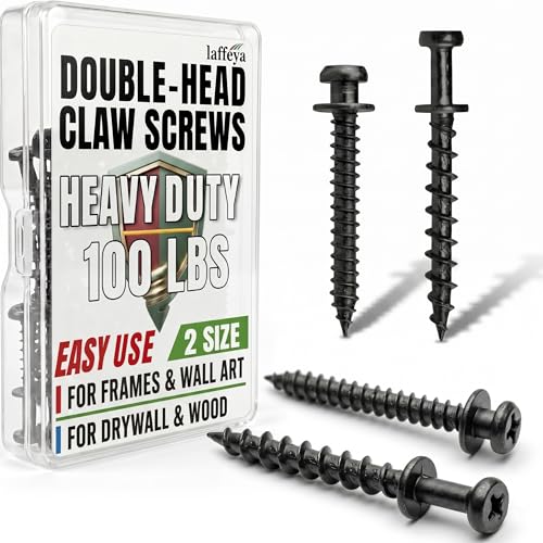 laffeya Picture Hanging Screw, Double-Headed Bear Claw Nail Keyhole Hanger - style: Black Mix Size