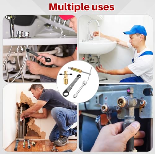 4 Pcs Angle Stop Wrench Kit Plumbing Tool, Olive Ring Removal Tool with Diameter of 1/2", 3/4", Compression Sleeve Puller for 1/2" Compression Fitting, Install Angle Stop Nut(Ferrule,Grey) - size: Grey, style: Ferrule