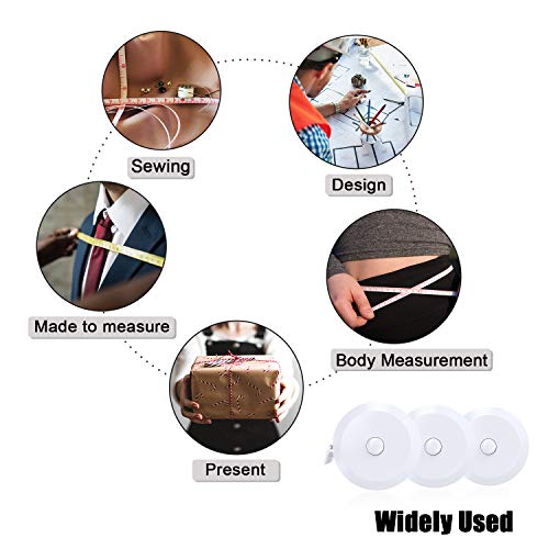 DiCUNO 3-Pack Soft Retractable Measuring Tape, 60-Inch 1.5 Meter, White - color: White*3pcs