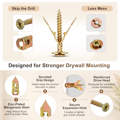140Pcs Drywall Anchors and Screws Kit, Metal Expansion Anchors