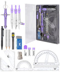 Mr. Pen- Geometry Set, 15 pcs, Purple, 6 Inch Swing Arm Protractor, Divider - color: Purple