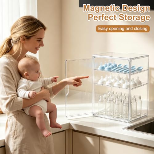 ERTIUANIO Baby Bottle Organizer for Countertop Cabinet Storage - size: Large, style: 3-Tier Single-Door