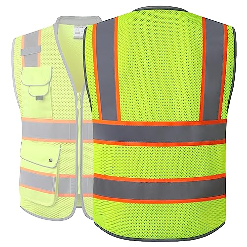 JKSafety Hi Vis Safety Vest for Men Women Cushioned Collar JK101 Yellow M - color: Jk101-yellow, size: Medium